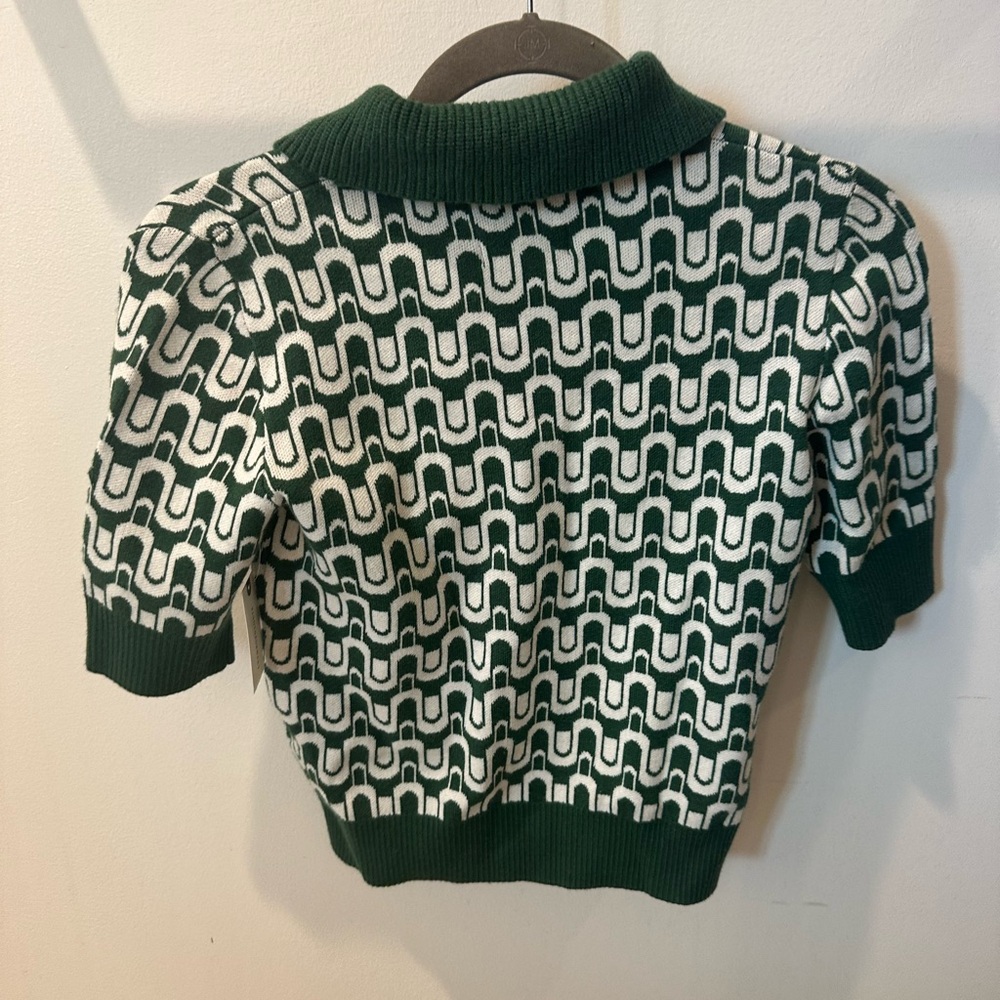 Maeve - Kinsley Collared Cardigan Sweater in Green Motif - Size XXS - Picture 6 of 6